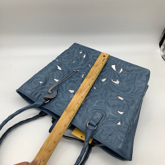 Patricia Nash Blue Leather Handbags Cutout Adeline Tote - Picture 7 of 10